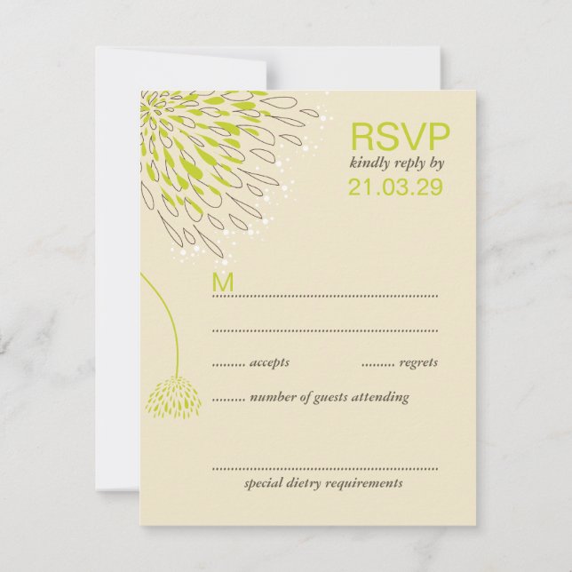 Chrysanthemum Flores Floral Elegante Boda RSVP (Reverso)