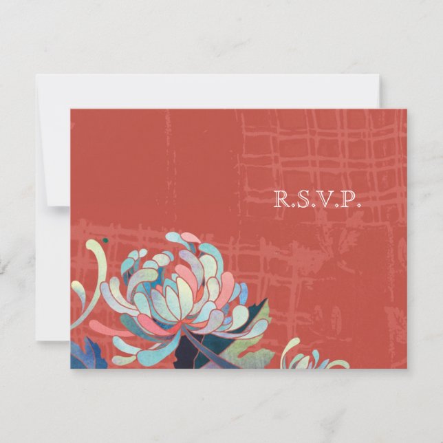 Chrysanthemum Red Wedding RSVP (Anverso)