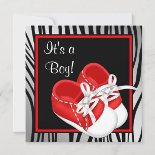 Chubasquero Rojo y Blanco Zebra Niño Invitación de