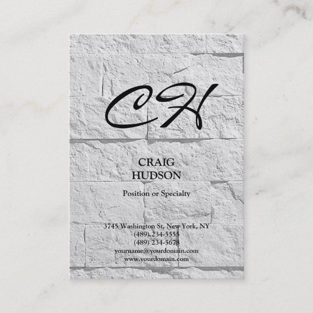Chubby Monogram Wall Brick Design tarjeta de prese (Anverso)