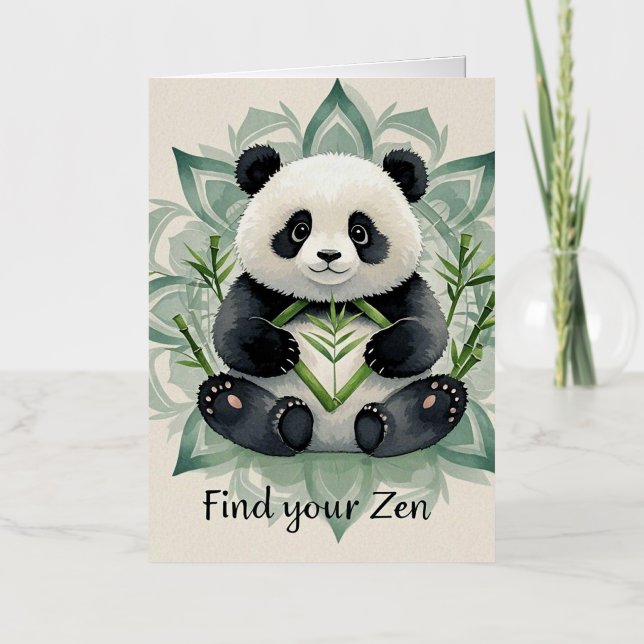 Chubby panda sentado en la pose del loto Zen (Anverso)