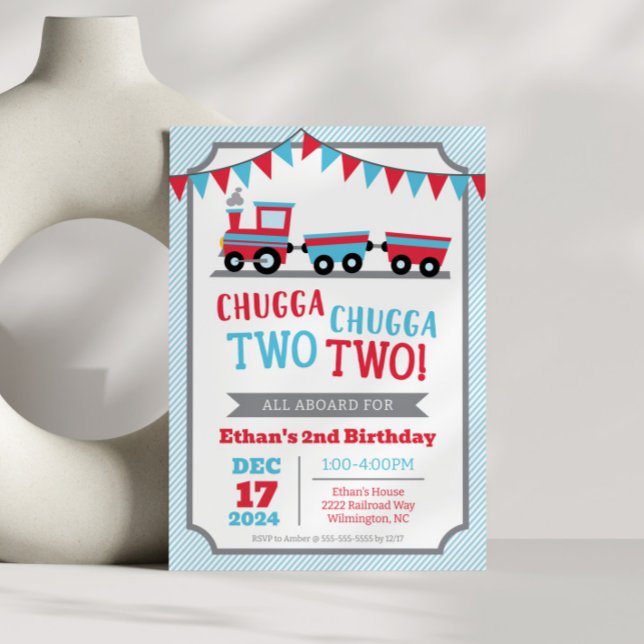Chugga Chugga Dos Invitaciones de Segundo Cumpleañ (Chugga Chugga Two Two 2nd Birthday Party Invitation)