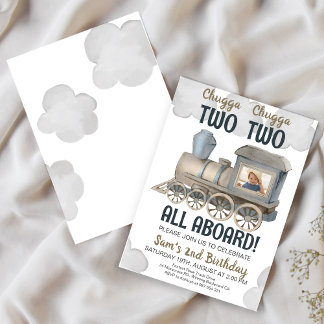 Chugga Chugga Dos Invitaciones de Segundo Cumpleañ