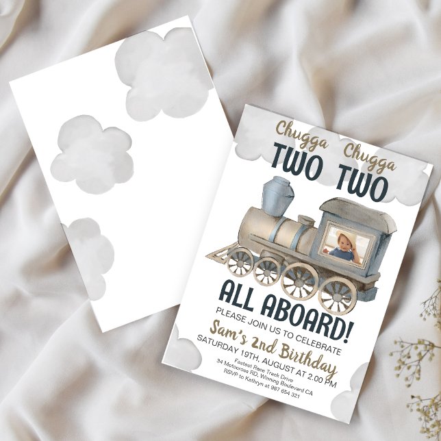 Chugga Chugga Dos Invitaciones de Segundo Cumpleañ (Subido por el creador)