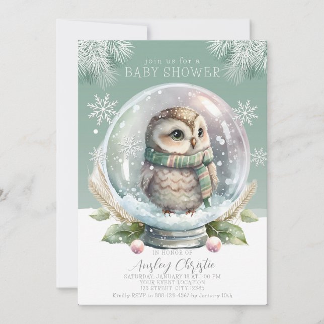 Chuleta de invierno Invitación a Baby Shower Nieve (Anverso)