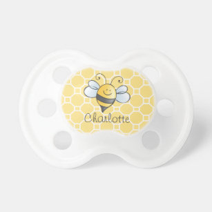 Chupete Amarilla Cute Abeja Bumblebee Monograma Bebé