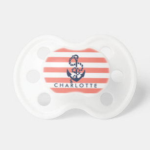 Chupete Anclaje de banda coral nautical personalizado