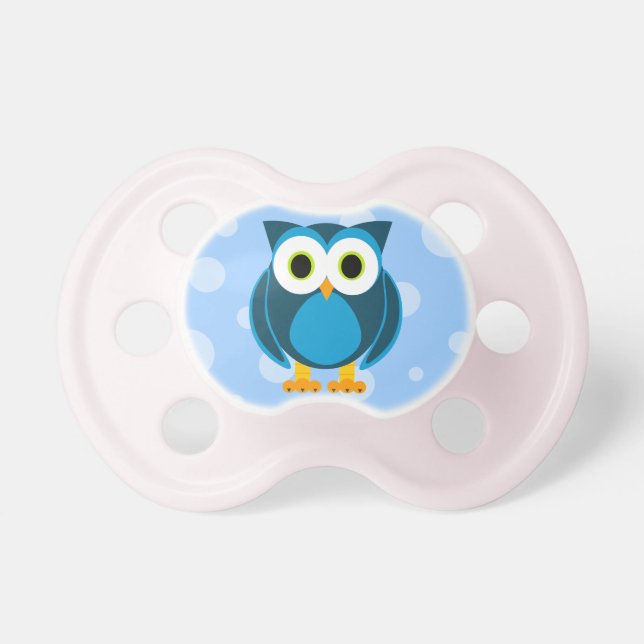 Chupete Búho lindo del dibujo animado - azul (Frente)
