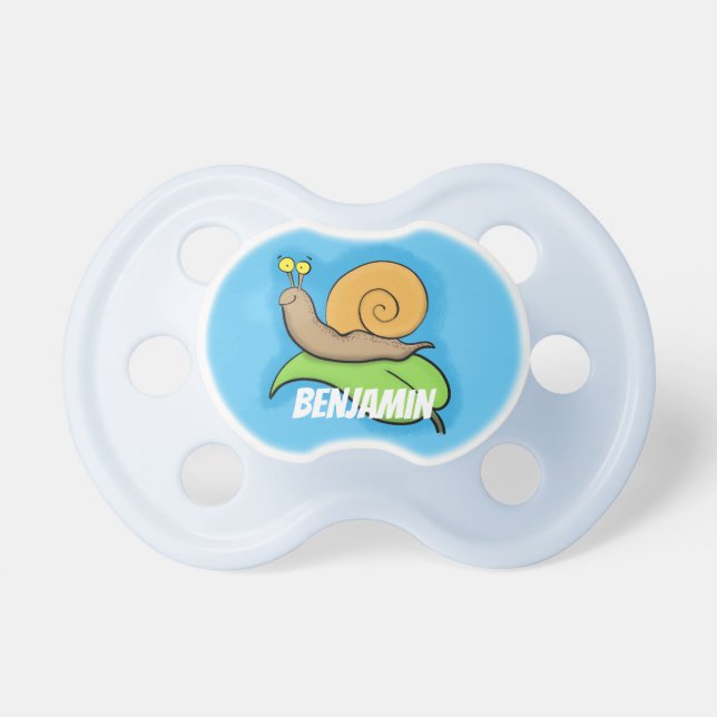 Chupete Caca, caracol feliz en un ilustracion personalizad (Frente)