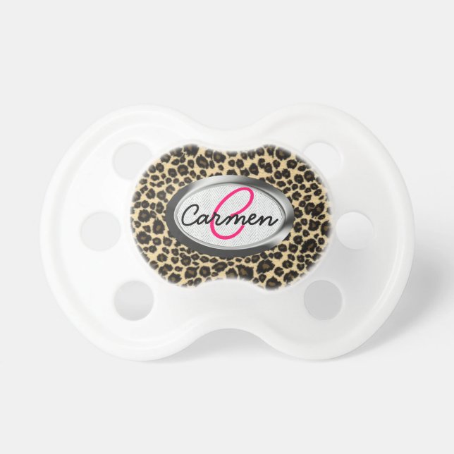 Chupete Monograma del estampado leopardo (Frente)