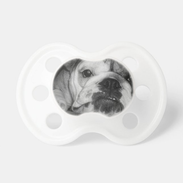 Chupete Perrito inglés blanco y negro del bulldog (Frente)