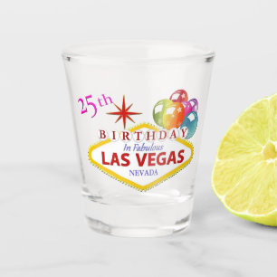Chupito 25to Vaso de medida de Las Vegas del cumpleaños