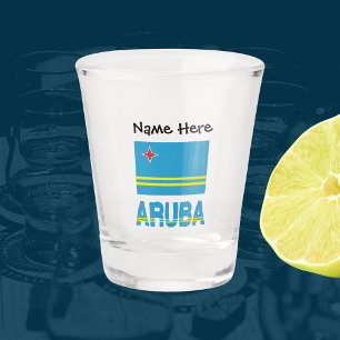 Chupito Aruba y Bandera de Aruba con tu nombre en vaso de 