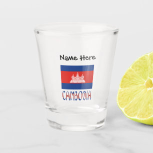Chupito Camboya y bandera de Camboya con vaso de tiro de t