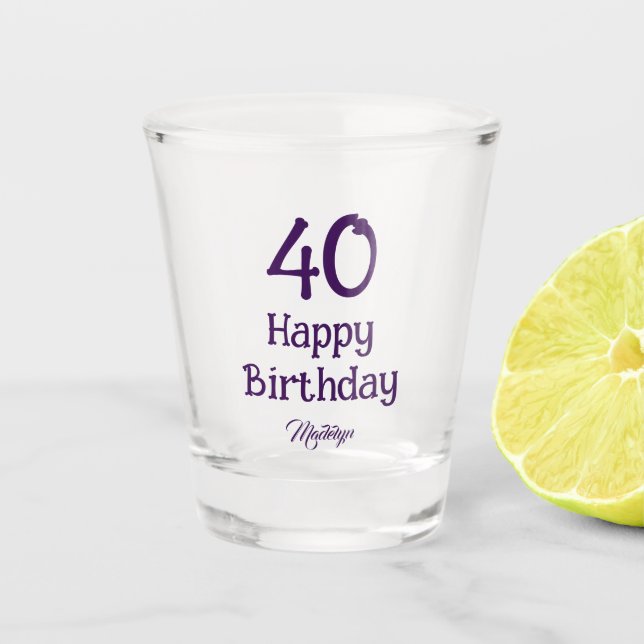 Chupito Guión de fiesta de cumpleaños número 40 vaso de ch (Anverso)