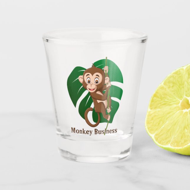 Chupito Mono en un vaso de agua caliente (Anverso)