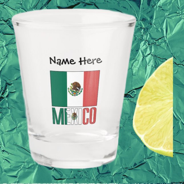 Chupito Vaso con bandera de México y nombre (Subido por el creador)