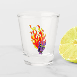 Chupito Vaso de disparo de tatuaje de cráneo en llamas Psy