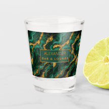 Vaso de disparos de ágata líquida esmeralda malaqu