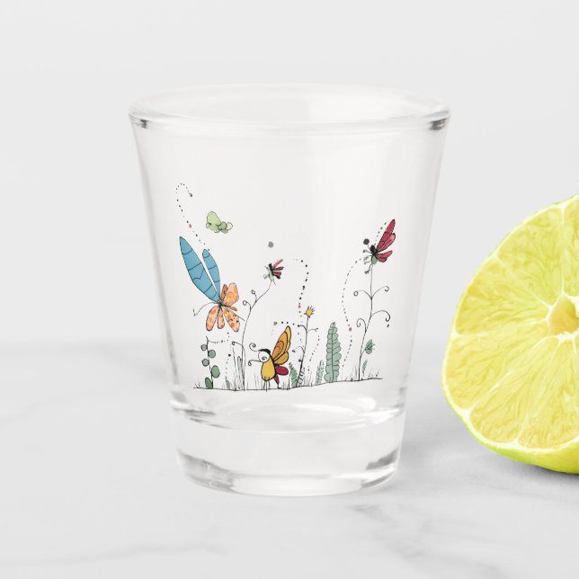 Chupito Vaso de insectos caprichoso, tema insectos  (Anverso)