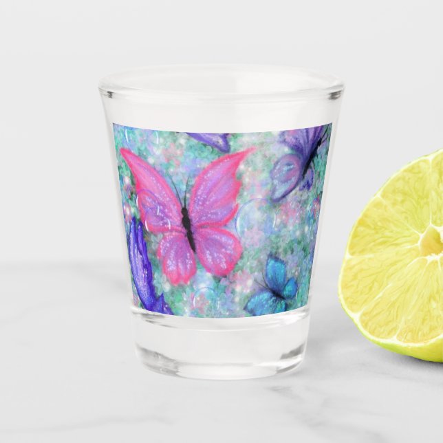 Chupito Vaso de Mariposas Coloridas (Anverso)