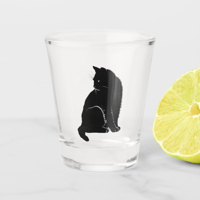 Chupito Vaso de medida del gato negro (Anverso)