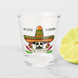 Chupito Vaso de medida mexicano de encargo del cráneo del
