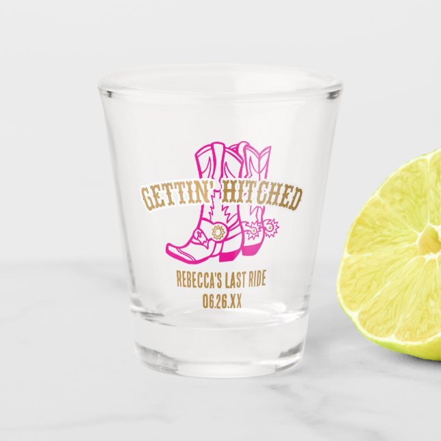 Chupito Vaso de Tiro de Bodas de Oro Rosa (Anverso)