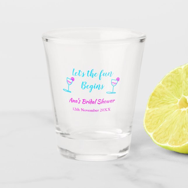 Chupito Vaso de vid de parra rosa azul despedida de solter (Anverso)