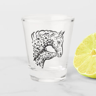 Chupito Yegua del caballo del Appaloosa y vaso de medida