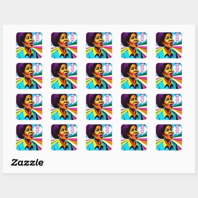 Church Lady Walk Por Faith Art pegatina (Hoja)