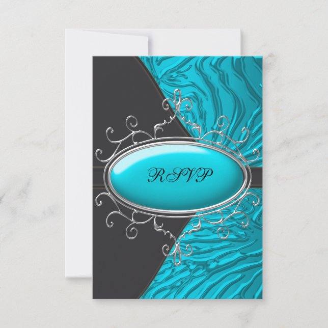 Cian Azul Cebra Quinceañera RSVP (Anverso)