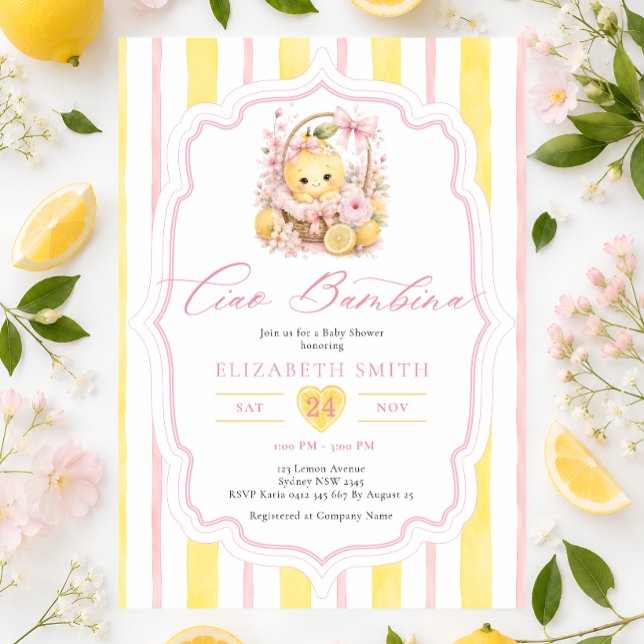 Ciao Bambina Limones Invitación de Cumpleaños para (Subido por el creador)