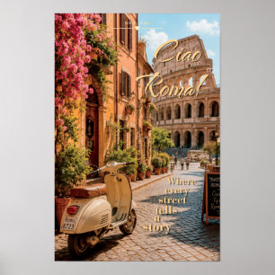 Ciao Roma Vespa Antigua Coliseo Arte Escénico