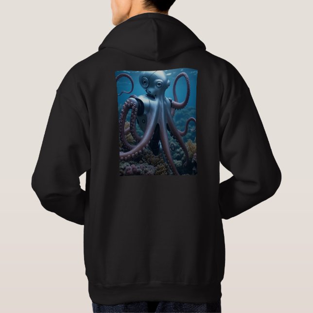 Ciber Octopus hombres con sudadera encapuchada neg (Reverso)