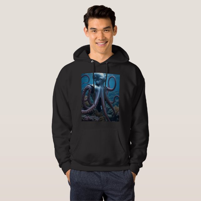 Ciber Octopus hombres sudadera encapuchada negra (Anverso completo)