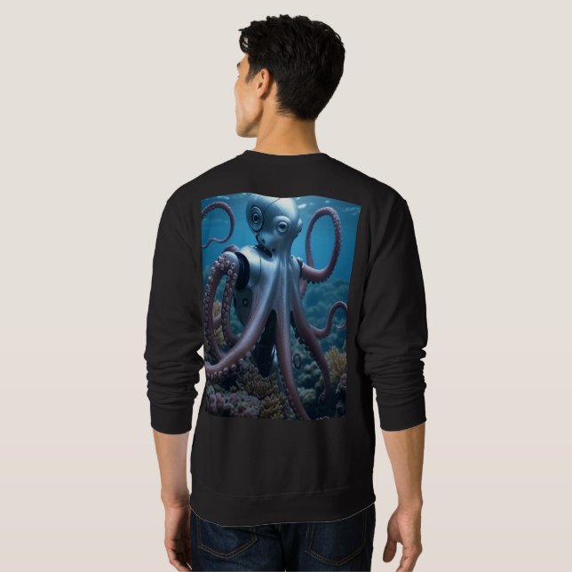 Ciber Octopus hombres sudadera negra en la espalda (Reverso completo)