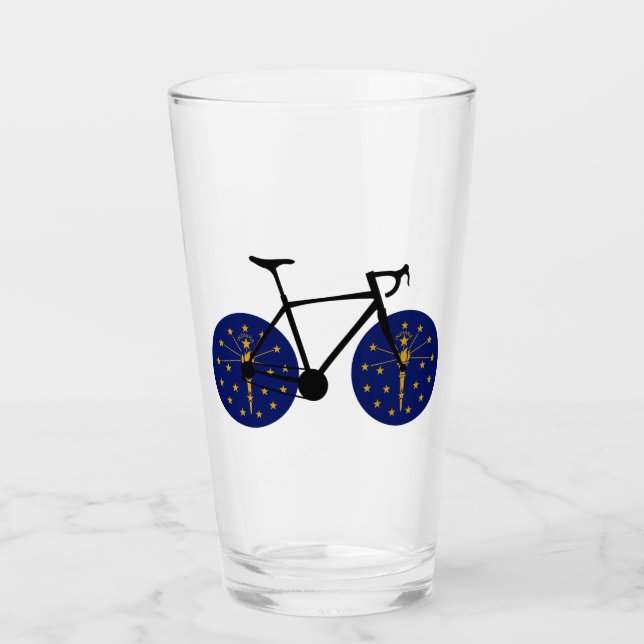 Ciclismo con bandera de Indiana (Anverso)