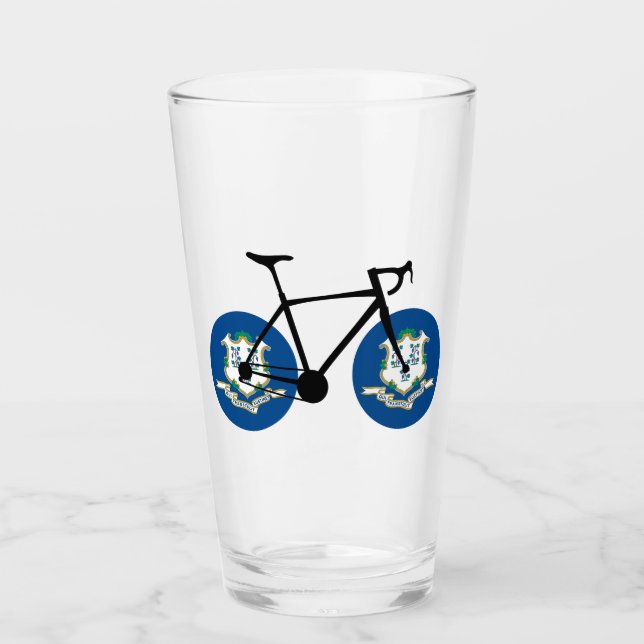 Ciclismo con la bandera de Connecticut (Anverso)