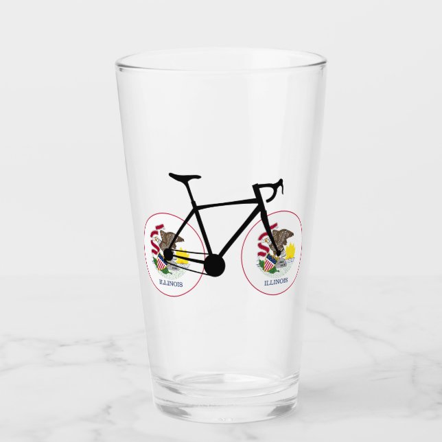 Ciclismo con la bandera de Illinois (Anverso)