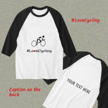 Ciclismo de amor y texto en camiseta ciclista tras