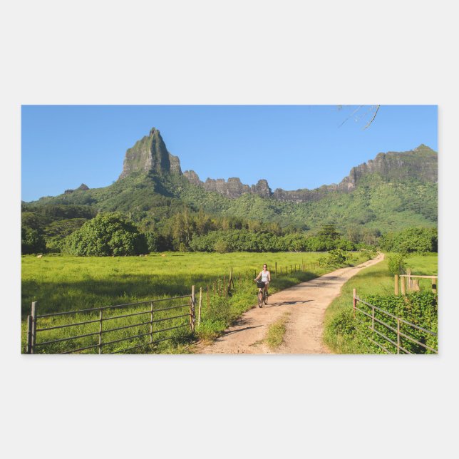 Ciclismo turístico en el pegatina rectangular de M (Anverso)