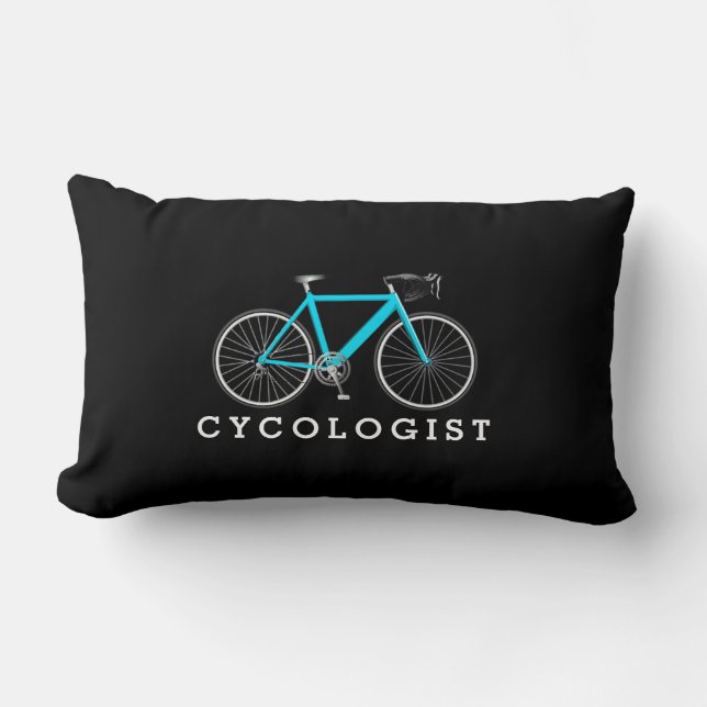 Ciclista Aqua Bicicleta Sobre Almohada Lumbar Negr (Anverso)