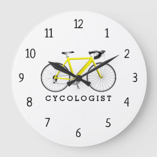 Ciclista Bicicleta Amarilla Gran Reloj