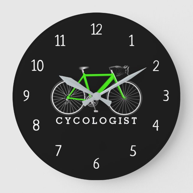 Ciclista Bicicleta Verde En Reloj Negro Grande (Anverso)