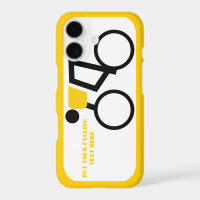 Ciclista montando su bicicleta icono amarillo y ne