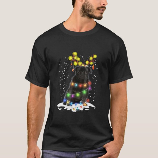 Ciego negro de pug - camisa de los Navidades de pe (Anverso)
