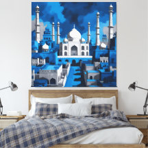 Cielo azul Arte de IA del Taj Mahal