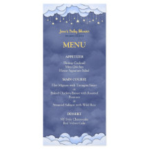 Cielo azul con estrellas colgantes Menú plano de B