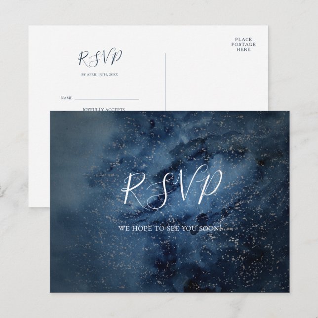 Cielo celeste | Postal RSVP de elección de menú Pl (Anverso / Reverso)